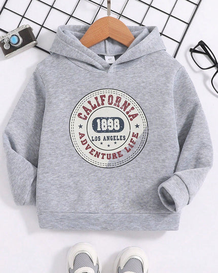 Long sleeve boys’ hoodie with letter pattern

Stylish grey hoodie for young boys

Comfortable kids polyester hoodie
