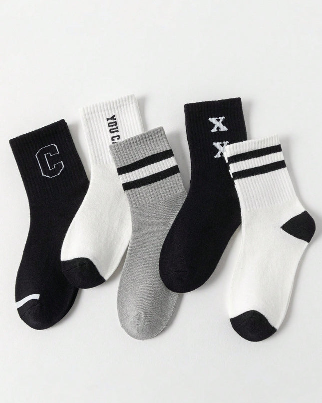 5-Pair Mid-Calf Kids Socks – Front view

Unisex Colorful Socks Set for Boys & Girls

Comfortable Cotton Blend Socks for Everyday Wear