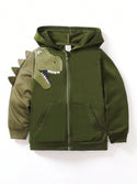 Dinosaur printed zip-up jacket for young boys

Army green hooded boys’ sports jacket