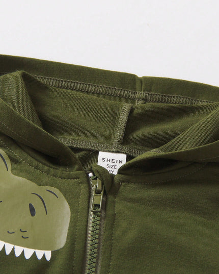 Kids dinosaur pattern hooded outerwear