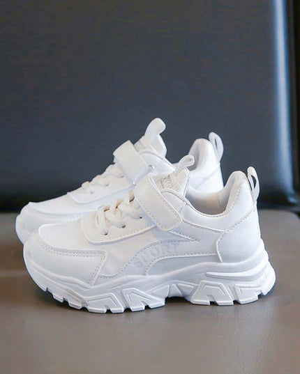 Comfortable kids lace-up and hook-loop sneakers

Girls’ casual white athletic running shoes

Lightweight sporty sneakers for active children