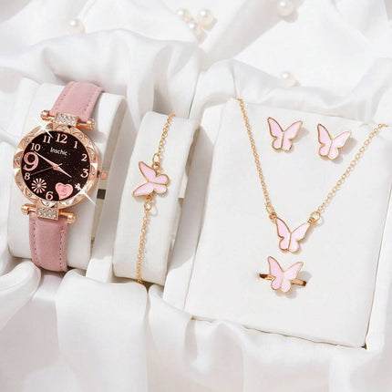 Girls cute butterfly fashion watch with pink PU leather strap

Kids quartz wristwatch set with round dial and butterfly detail

6pcs girls fashion watches for school and daily wear

Adorable girls wristwatch gift set for ages 3–14

Cute children’s watch set with colorful straps and designs