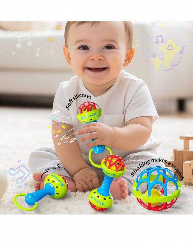 Infant soft rubber ball rattle hand grip toy

Baby sensory fitness ball with rattle sound

Newborn hand grip rattle ball toy multicolor

Infant developmental toy for motor skills

Safe ABS baby rattle ball for 0–3 years