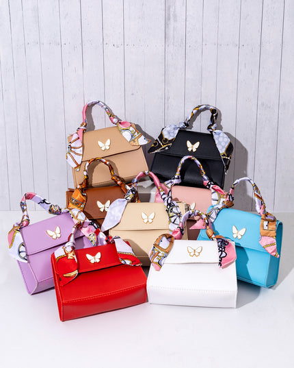 Butterfly scarf decor handbag for girls

Mini square handbag with chain strap for teens