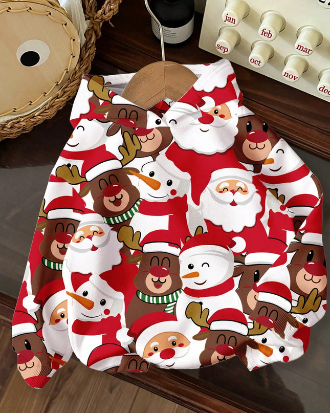 Christmas Santa and reindeer hoodie for tween girls

Cute holiday print pullover hoodie for girls