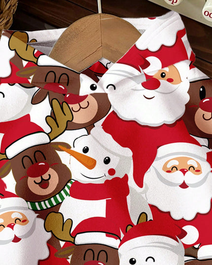 Santa and reindeer cartoon print winter hoodie
