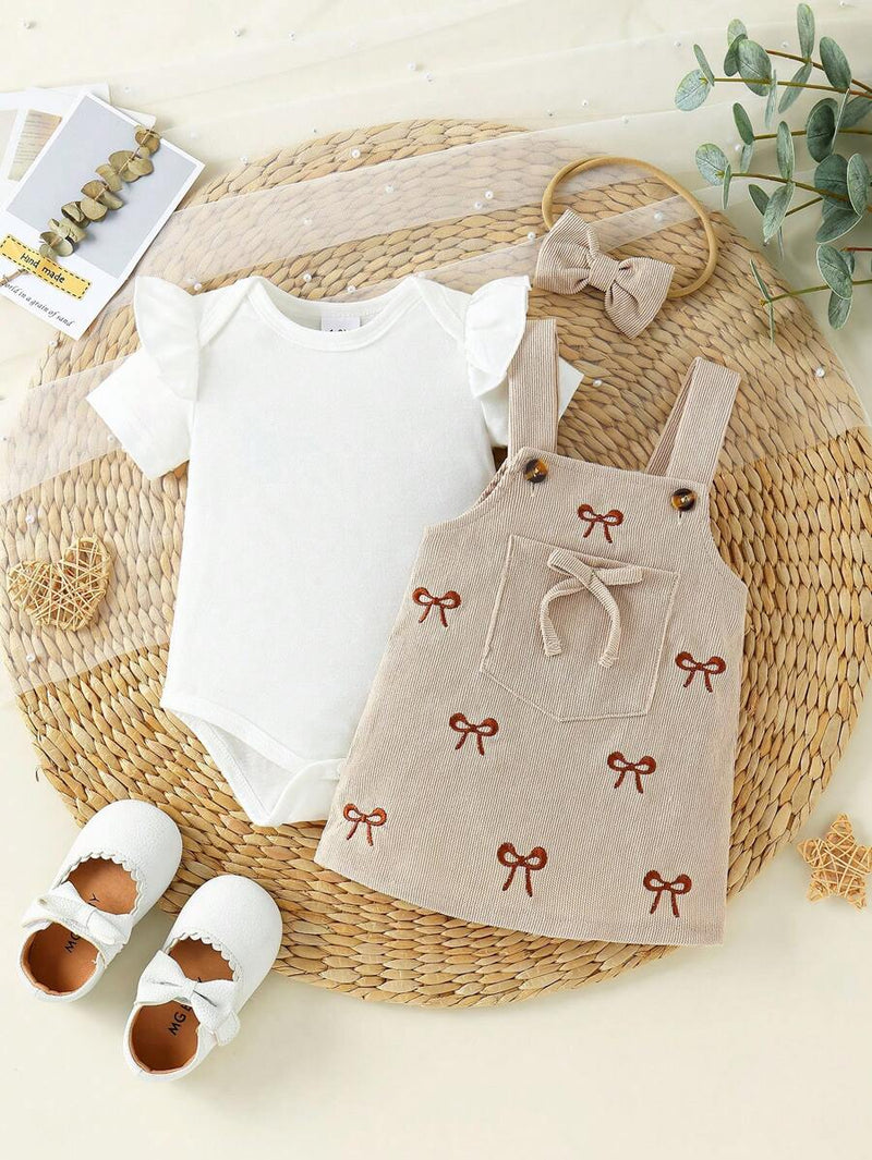 Baby girls cap sleeve romper with embroidered floral design

Toddler summer romper with ruffle and skirted bottom

Soft and slightly stretchy fabric for comfort and flexibility

Cute casual outfit for baby girls for daily wear

Elegant embroidered romper perfect for parties and outings