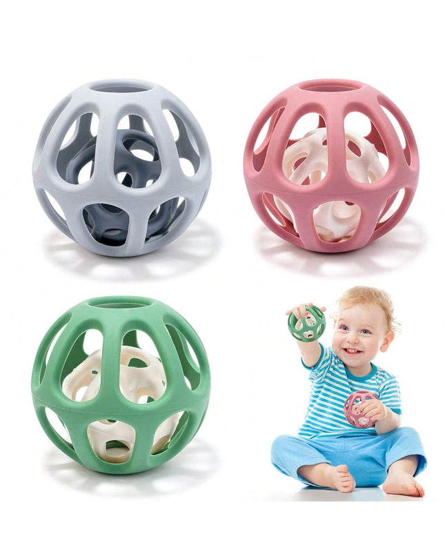 Baby holding silicone teething ball with textured surface

2 in 1 baby teething ball easy grasp design for infants

Soft silicone baby teether sensory toy close-up

Infant teething ball toy for gum relief and motor skills

BPA-free silicone baby teething and grasping toy