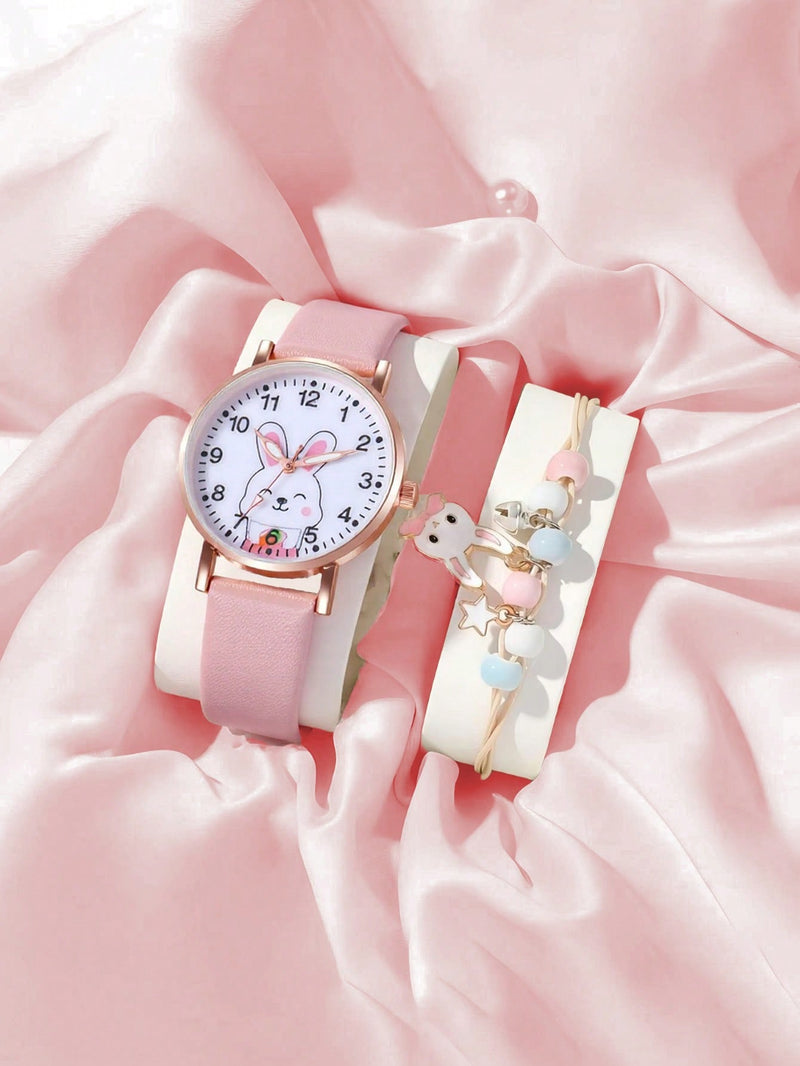 Cute cartoon rabbit dial quartz watch for girls

Girls PU leather strap wrist watch with rabbit design

Stylish kids quartz watch for school and daily wear

Lightweight cartoon watch for girls aged 9–14

Adorable rabbit themed girls fashion wristwatch