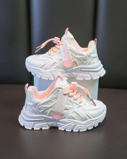 Unisex kids mesh running shoes with hook-loop closure

Pink sporty slip-on shoes with durable PVC outsole

Comfortable breathable mesh sneakers for active kids