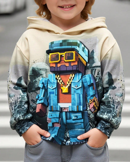 Boys robot print pullover sweatshirt

Multicolor hooded winter top for boys