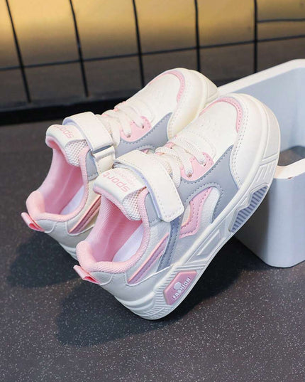 Wear-resistant EVA outsole kids’ athletic shoes

PU leather boys’ casual sneakers with hook-loop strap

Breathable low-top athletic footwear for children