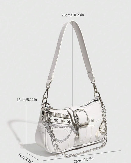 Aesthetic Y2K crossbody purse with adjustable strap

Large capacity teen fashion bag in white