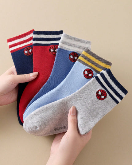 Marvel Spider-Man kids striped socks in multicolor design

Close-up of Spider-Man jacquard pattern children socks

Soft non-slip Spider-Man socks for boys and girls