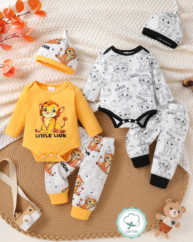 Soft cotton baby boy outfit with long sleeves

Adorable infant romper and pants set for boys

Comfortable baby boy cartoon lion clothing set