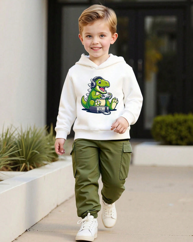 Cute boys outdoor adventure clothing set

Dinosaur graphic hoodie for toddler boys

Toddler boys cargo pants and hoodie outfit