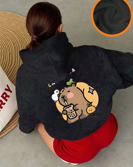 Warm lined hoodie for girls autumn and winter

Drop shoulder thermal sweatshirt for tween girls