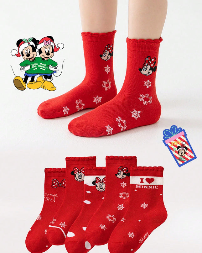 Soft breathable non-slip kids socks close-up view

5-pair Disney kids socks perfect for Christmas gifts

Stretchy rib-knit Mickey Mouse socks for everyday wea