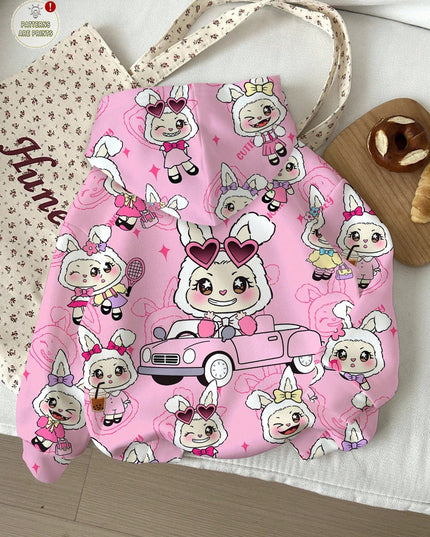 Long-sleeve cartoon hoodie for young girls