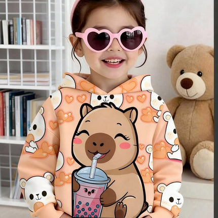 Cute capybara heart hoodie for girls

Girls cartoon capybara pullover hoodie