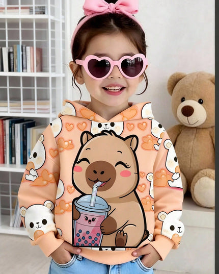 Cute capybara heart hoodie for girls

Girls cartoon capybara pullover hoodie