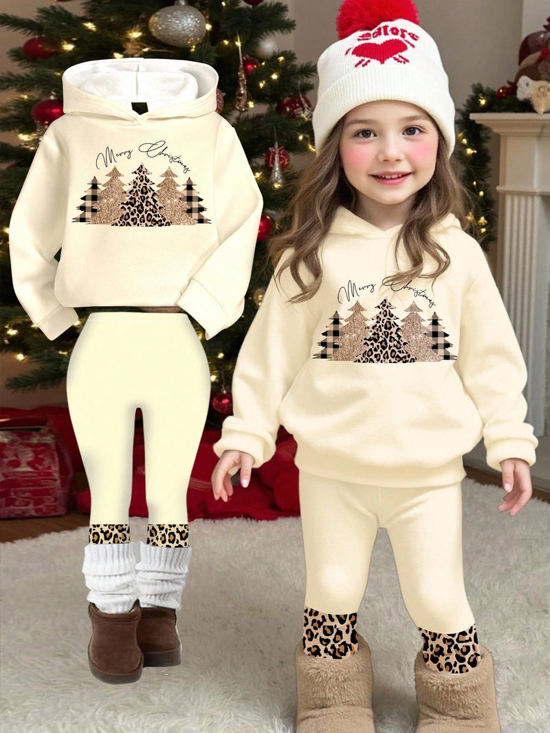 Girls Christmas leopard print hoodie and pants set

Vintage leopard print holiday outfit for girls